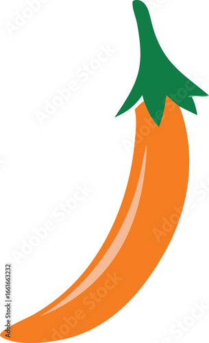 Vibrant orange chili pepper with green stem for culinary and design projects