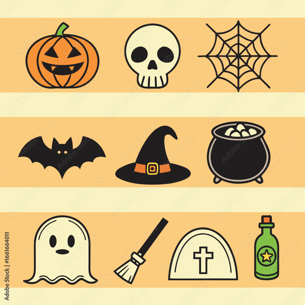 Obraz premium Halloween icon set vector art design 