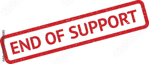 Red rubber stamp depicting End Of Support message with grunge texture