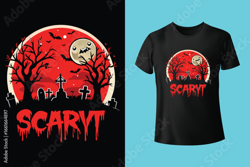 Gothic halloween t shirt design with bats and skeletons