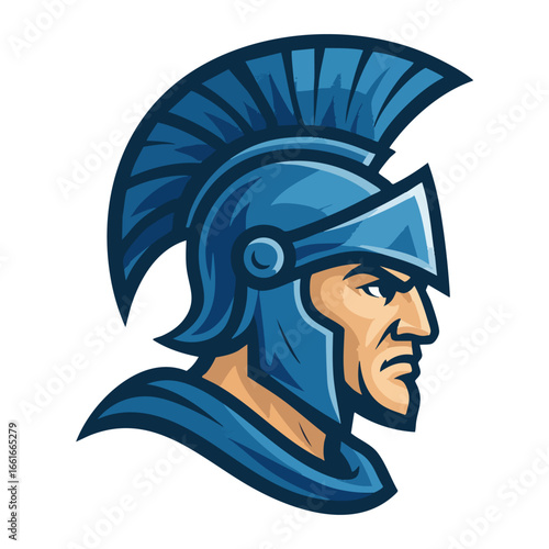 Blue Spartan Mascot Logo Vector Illustration