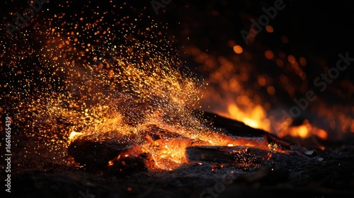 Close-up of a vibrant campfire