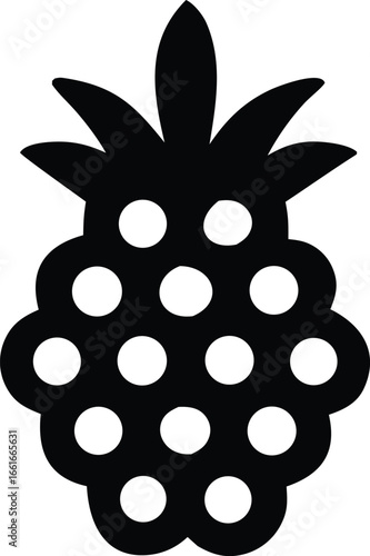 Simple black raspberry icon symbol graphic food fruit berry sweet healthy natural organic delicious foodstuff ingredient refreshing