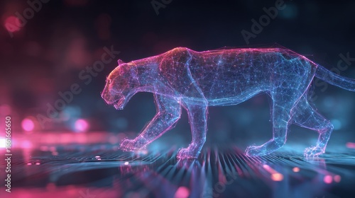 Abstract digital panther