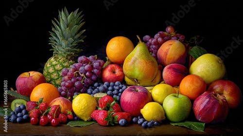 Colorful fruit still life arrangement