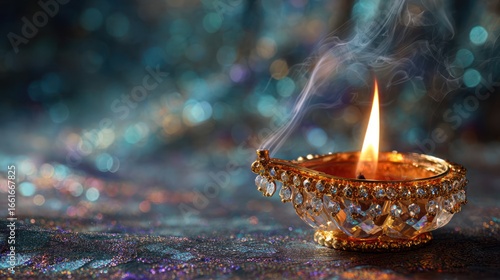 Golden oil lamp, bokeh