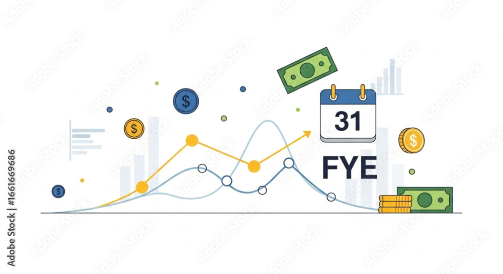 Fototapeta premium Upward financial chart showing year end revenue and profit growth for business report