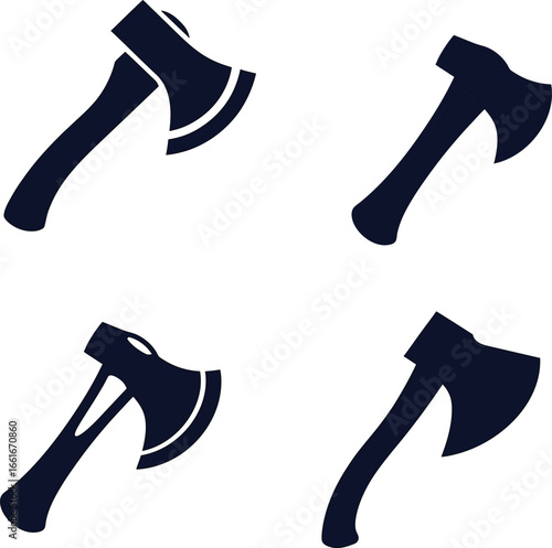 Vector axe icon collection featuring battle, hatchet, and woodcutter styles. Great for tactical, game, or outdoor-themed graphics.