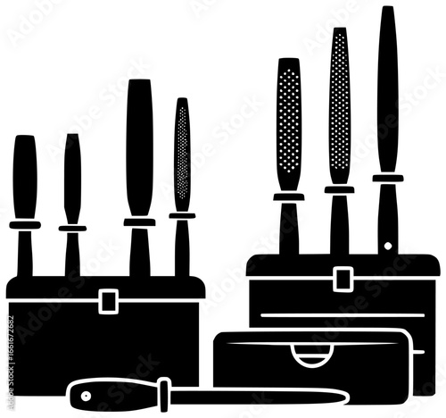 Rasp equipment in a factory with machinery and tools in storage rooms and laboratories