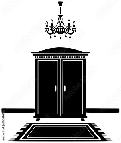 Luxurious wardrobe in a room with clothes scattered around old antique furniture and mirror