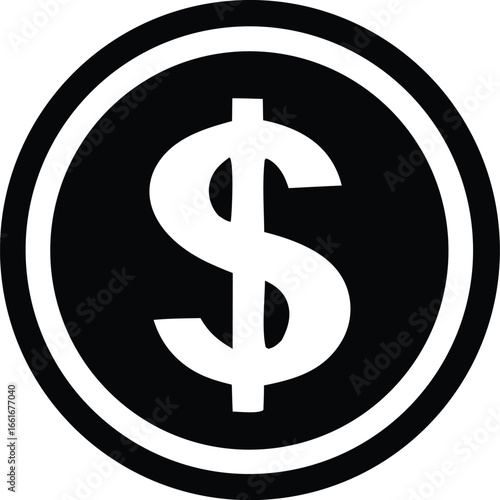 Bold dollar sign icon represents financial success and monetary value a universal symbol for currency and wealth creation