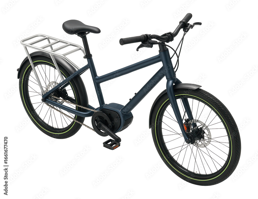 Obraz premium Electric-assisted cargo bike with a mid-drive motor and hydraulic brakes