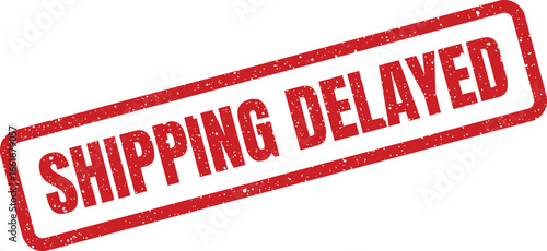 Rough shipping delayed stamp rectangular shape, delivery alert with dotted texture for logistics
