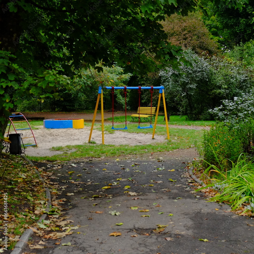 Fototapeta premium children playground in green park