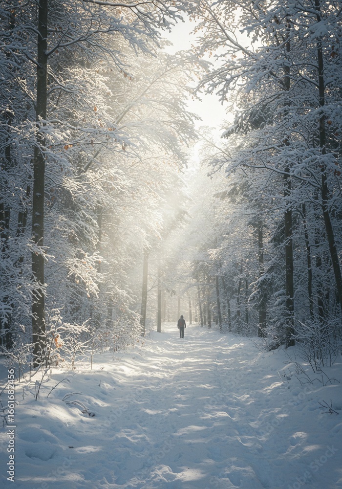 Naklejka premium Winter wonderland path.
