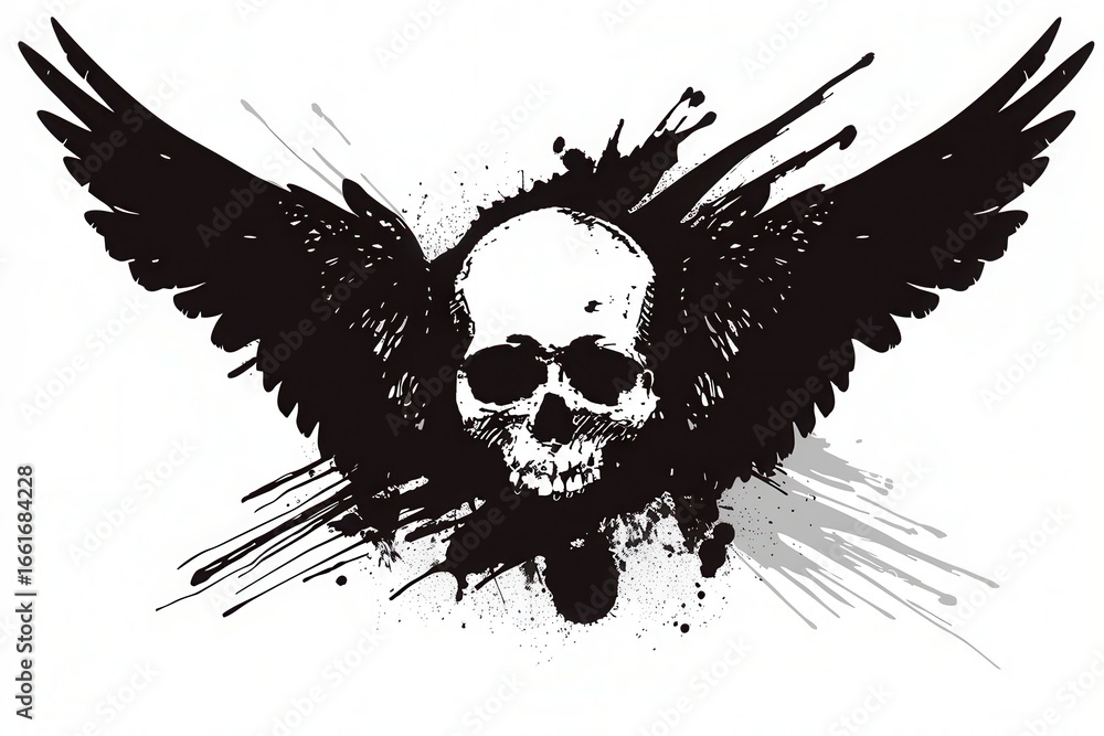 Fototapeta premium Skull and bones graffiti silhouette, terrible grunge icon, spray wall art symbol, grafitti tag isolated
