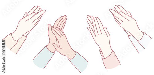A series of illustrated hands clapping, symbolizing joyful applause and celebration of achievements