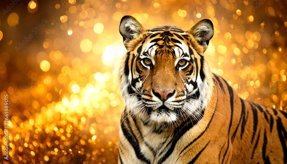 Fototapeta premium Tiger portrait golden lights