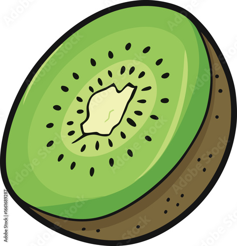 Fresh Ripe Green Kiwi Fruit Slice Healthy Food Illustration