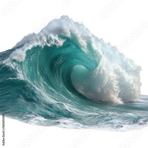 Powerful ocean wave crashing isolated on transparent background