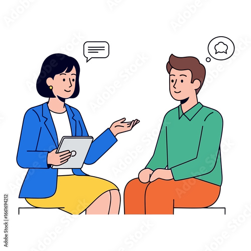 Counseling Session: A therapist attentively listens to a client, engaged in a professional consultation, fostering empathy and understanding.