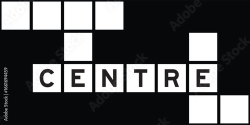 Alphabet letter in word centre on crossword puzzle background
