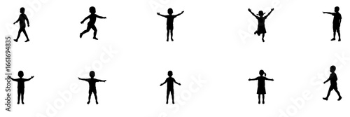 Silhouettes of Children Playing and Engaging in Various Activities A Glimpse into Childhood Fun