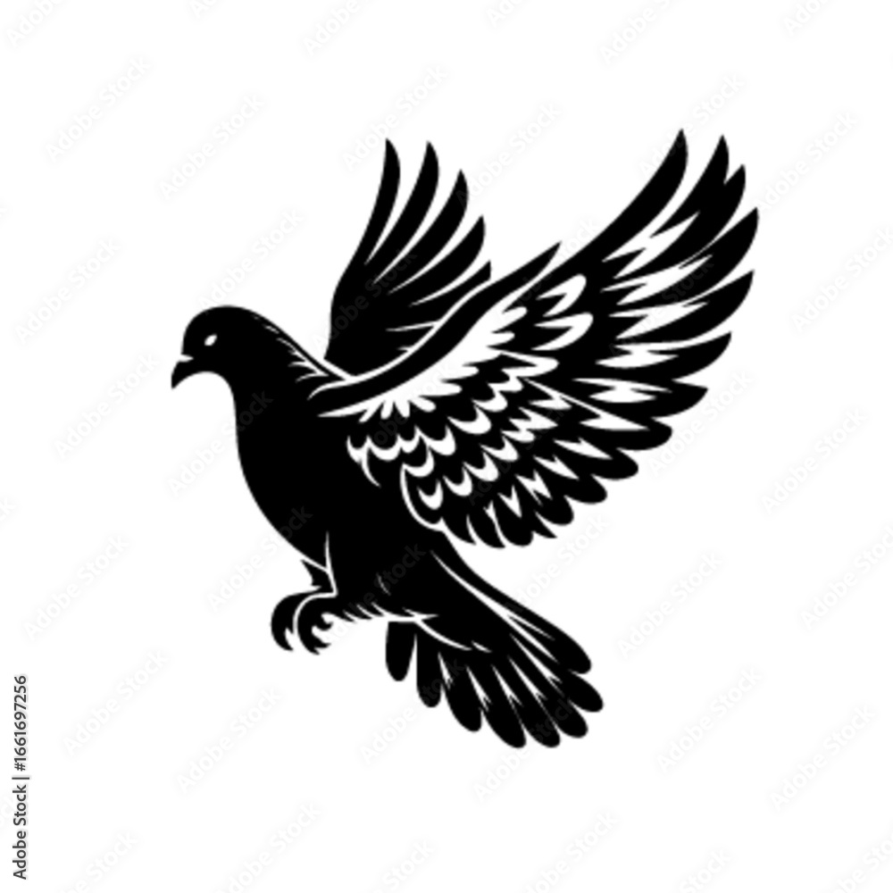 Obraz premium Flying Pigeon Bird Vector Illustration