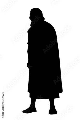 Vector drawing. Old man in ancient clothing