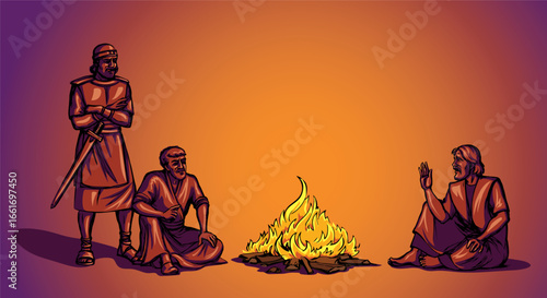 Vector drawing. Man sitting on the ground