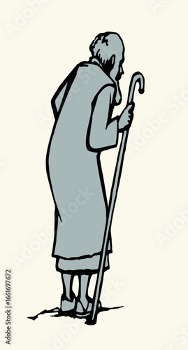 Vector drawing. Jewish man walk