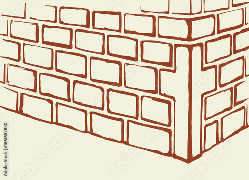 Vector drawing. Cornerstone at the base of the wall
