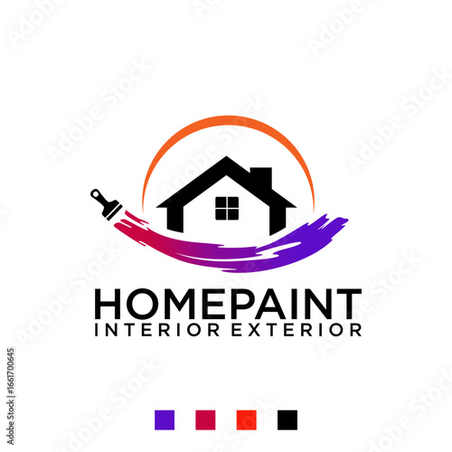 home house paint painting company service interior exterior logo template vector