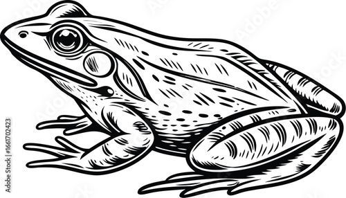 Hand Drawn Frog Sketch Illustration in Black and White