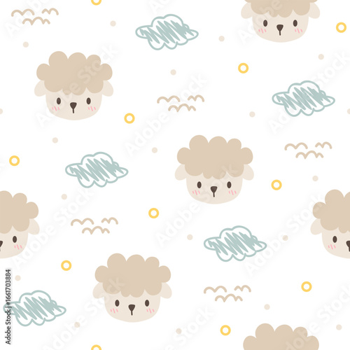 Cute little sheep seamless vector for print on textile, wrapping, backdrop and other uses.