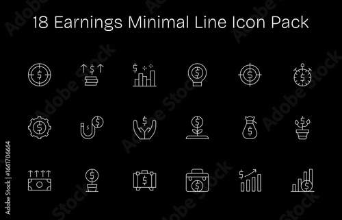 18 Minimal Line Designs - Earnings Vector Icons