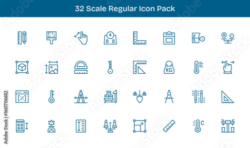 Regular Line Style Scale Icons - 32 Vectors