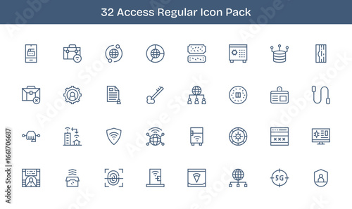 32 Regular Line Icons - Access Graphics
