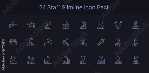 Staff - 24 Icons in Slim Line Design
