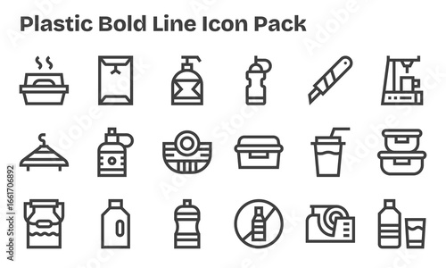 18 Bold Line Style Icons - Plastic Collection