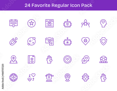 24 Regular Outline Style Icons - Favorite Collection