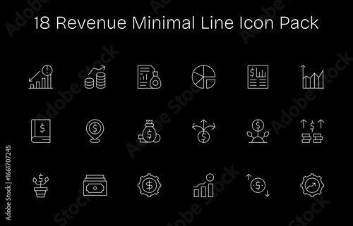 Minimal Line Icons - Revenue Set with 18 Vectors