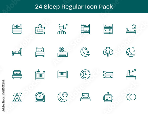Sleep Icon Collection - 24 Regular Outline Designs