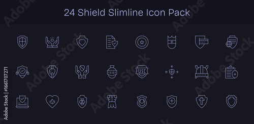 Shield Design Icons - 24 in Slim Line Style