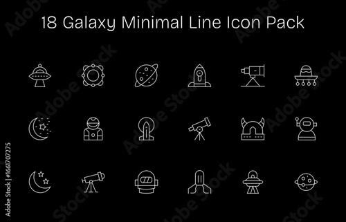 18 Minimal Line Vectors for Galaxy Theme