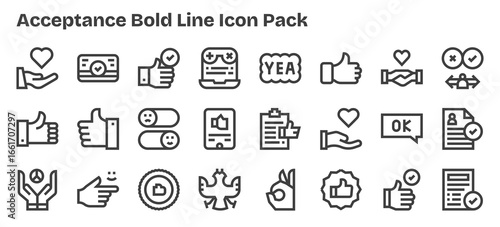 Acceptance - 24 Bold Outline Vector Illustrations
