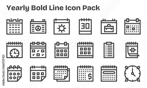 18 Bold Line Designs - Yearly Vector Icons