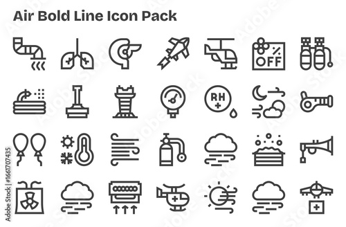 28 Air Icons in Extra Bold Line Aesthetic