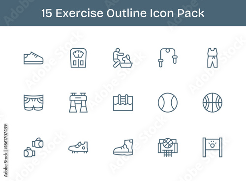 15 Outline Designs - Exercise Vector Icons