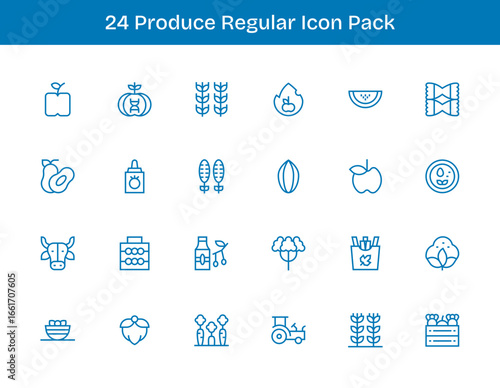 Produce Vector Set - 24 Regular Outline Icons